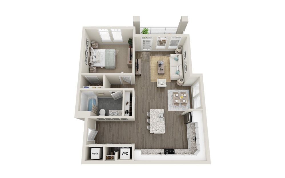 A2 - 1 bedroom floorplan layout with 1 bath and 828 square feet.